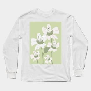 Flor Abstracta en fondo gris Long Sleeve T-Shirt